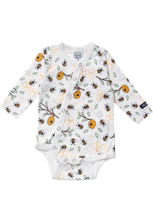 Villervalla Langarmbody Bienen, Floral weiss/orange 80