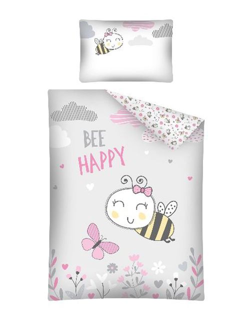 DETEXPOL 2 Teile Bettwäsche Biene MAYAMOO Floral 135x100 cm grau