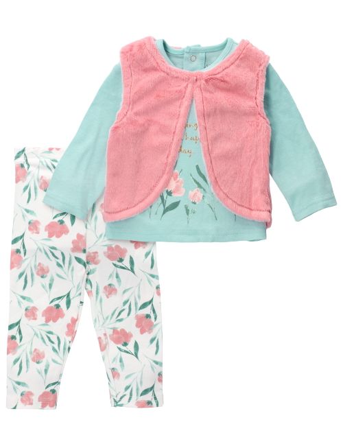 Lily & Jack 3 Teile Set Blume grün 80/86 (12-18 Monate)