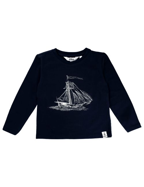 Ebbe Kids Langarmshirt dunkelblau Navy ship print 140 (9-10 Jahre)