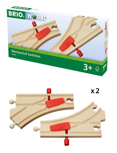 Brio 2 Teile Holzeisenbahn Zubehör Mechanisches Weichenpaar World CE-zertifiziert 2x1,2x16 cm 3+ Jahre braun