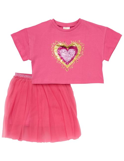 Miss 2 pièces Ensemble Coeur Volant Rose vif