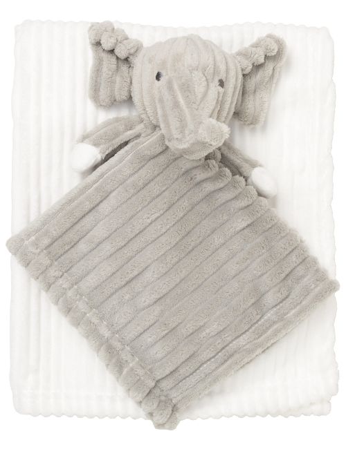 Snuggle Tots 2 pièces Ensemble Éléphant 75x75 cm Blanc
