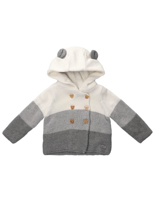 Rock A Bye Baby Boutique Strickjacke Streifen Kapuze grau 56/62 (0-3 Monate)