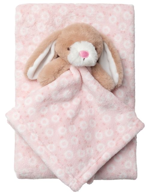 Snuggle Tots 2 pièces Ensemble Lapin Floral 75x75 cm Rose