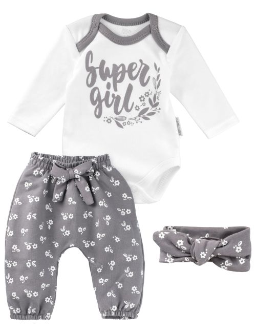 Baby Sweets 3 Teile Set Super girl Floral weiß 86 (12-18 Monate)