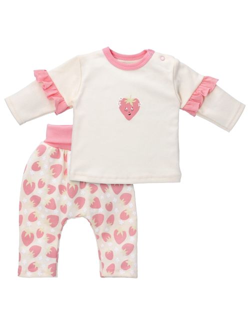 Baby Sweets 2 Teile Set Erdbeeren Little Strawberry Rüschen creme