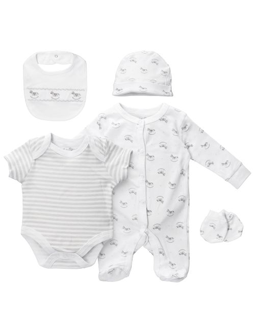 Rock A Bye Baby Boutique 5 Teile Set Schaukelpferd weiß 50/56 (Neugeborene)