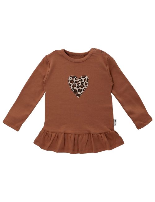 Baby Sweets T-shirt à manches longues Coeur Mes Préférés Volant Marron 5-6A (116 cm)