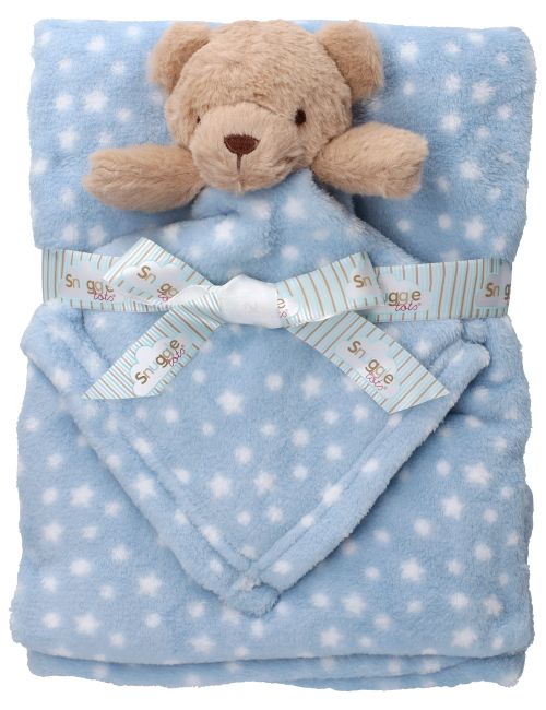 Snuggle Tots 2 Teile Set Teddybär Punkte 75x75 cm blau