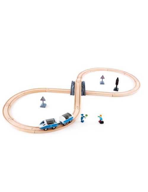 Hape 26 Teile Holzeisenbahn Sicherheits-Set, achtförmig 107x10x46 cm 3+ Jahre bunt