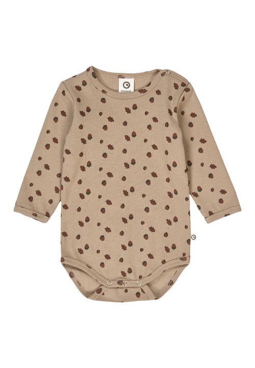 Müsli by Green Cotton Langarmbody Alloverprint braun 68