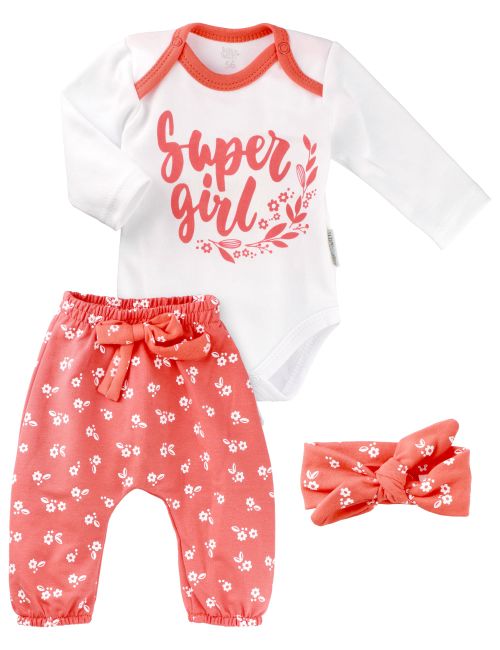Baby Sweets 3 Teile Set Super girl Floral weiß 74 (6-9 Monate)