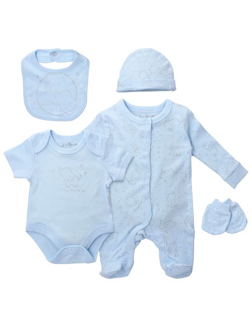 Rock A Bye Baby Boutique 5 Teile Set Elefant hellblau 50/56 (Neugeborene)