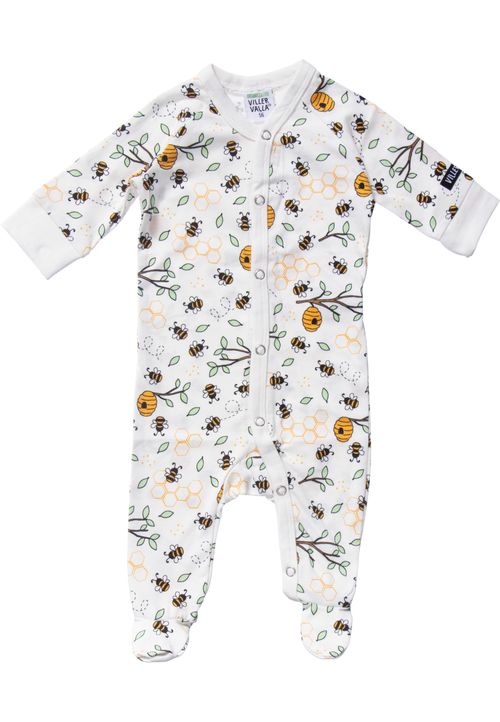 Villervalla Strampler Bienen, Floral weiss 56