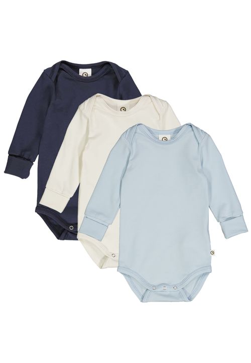 Müsli by Green Cotton Langarmbody Unifarben blau 62