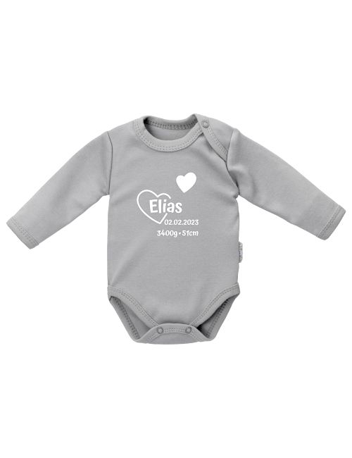 Baby Sweets Body Personalisierbar grau 56 (Neugeborene)