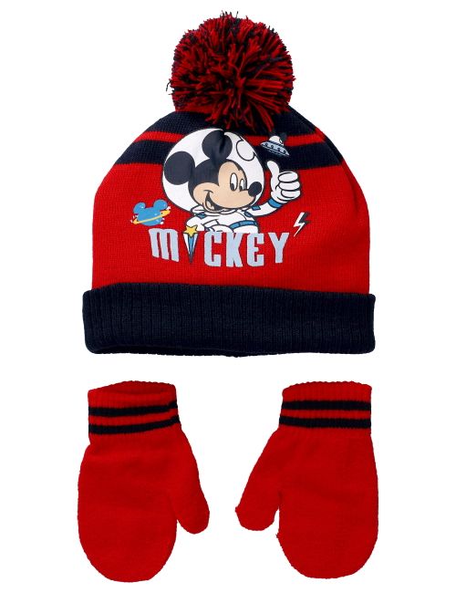 Disney 2 Teile Set Mickey Mouse Streifen Bommel rot 46-48cm