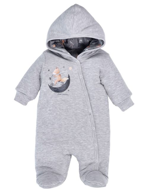 NINI Strampler Fuchs Kapuze grau