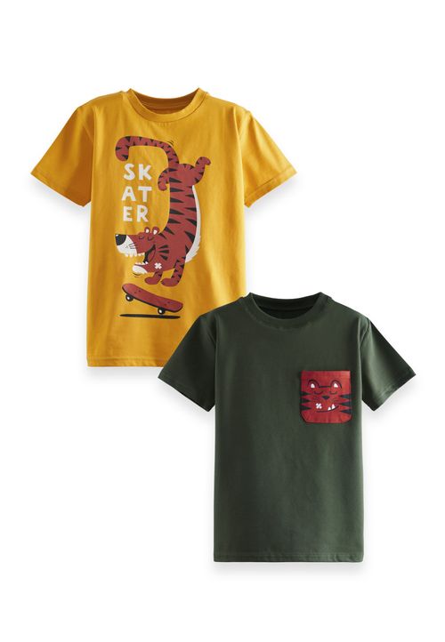 2er Pack T-Shirt dunkelgruen 104