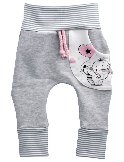 Puschel-Design Hose Elefant Handmade grau 56 (Neugeborene)