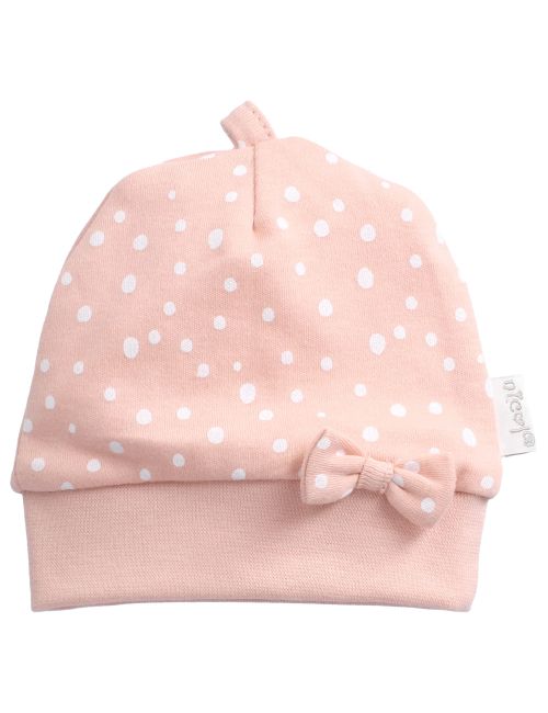 BAMAR Mütze Schleife Punkte rosa 56 (Neugeborene)