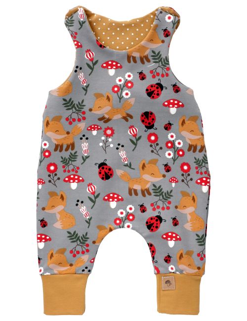 Land-Juwelen Strampler Waldtiere Handmade grau 68 (3-6 Monate)
