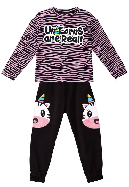Denokids Unicorn Zebra T-Shirt & Pants Set Mädchen pink 98