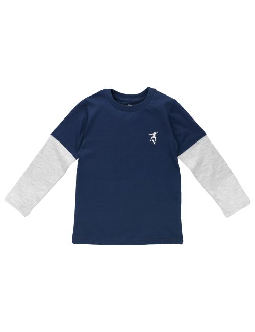 MaBu Kids T-shirt à manches longues Effet Superposé Skate Bleu Marine 18-24M (92 cm)