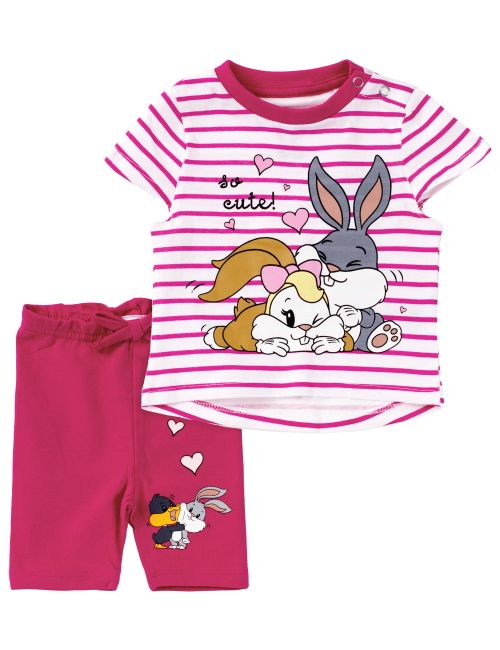 E Plus M 2 Teile Set Looney Tunes Streifen pink 80 (9-12 Monate)