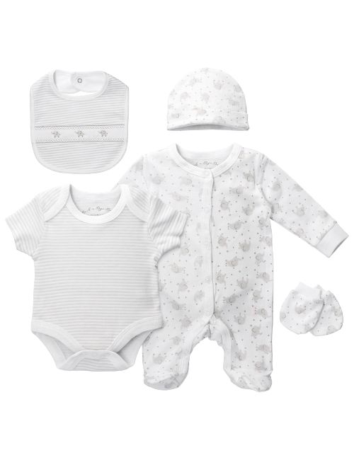 Rock A Bye Baby Boutique 5 Teile Set Elefant weiß 50/56 (Neugeborene)