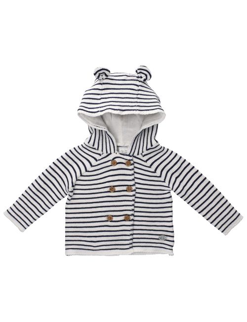 Rock A Bye Baby Boutique Strickjacke Streifen Kapuze weiß 56/62 (0-3 Monate)