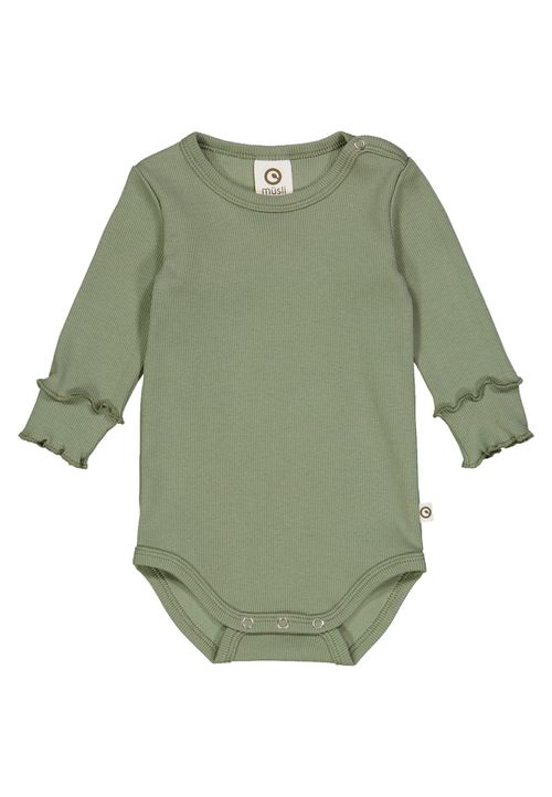 Müsli by Green Cotton Langarmbody Unifarben gruen 86