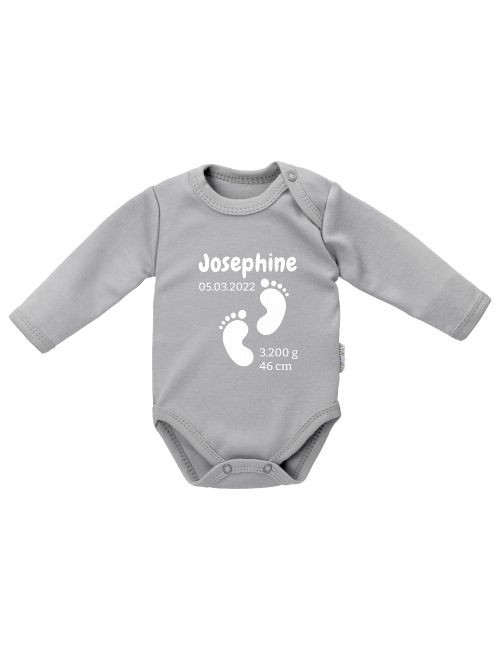 Baby Sweets Body Personalisierbar grau & weiß 68 (3-6 Monate)