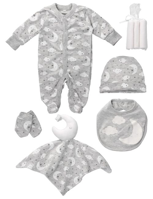 Rock A Bye Baby Boutique 8 Teile Set Mond grau 50/56 (Neugeborene)