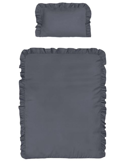 DETEXPOL 2 pièces Linge de lit Volant 135x100 cm Gris foncé