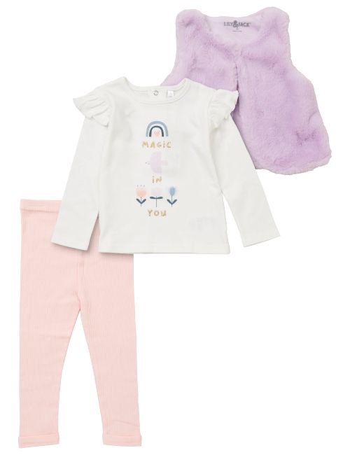 Lily & Jack 3 pièces Ensemble Oiseau Floral Blanc