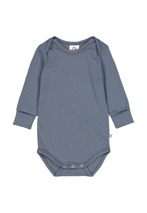 Müsli by Green Cotton Langarmbody Unifarben blau 92