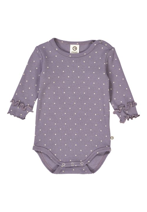 Müsli by Green Cotton Langarmbody Punkte lila 62