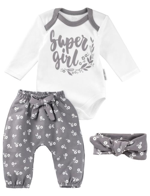 Baby Sweets 3 Teile Set Super girl Floral weiß 74 (6-9 Monate)