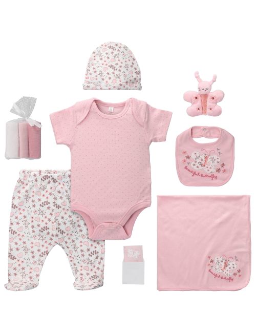 Rock A Bye Baby Boutique 10 Teile Set Schmetterling Floral weiß 50/56 (Neugeborene)