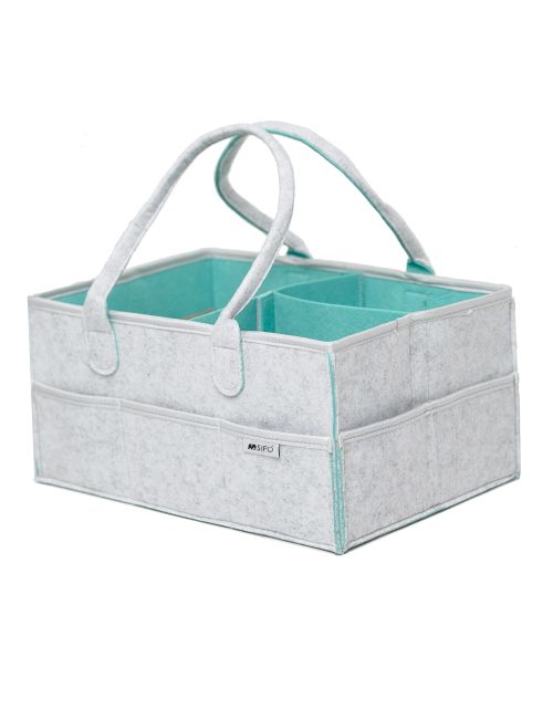 SIPO Aufbewahrungskorb 38x26x18 cm grau/mint