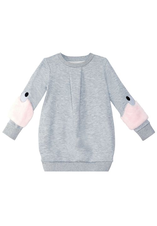 Fluffy Mädchen Kleid grau 116