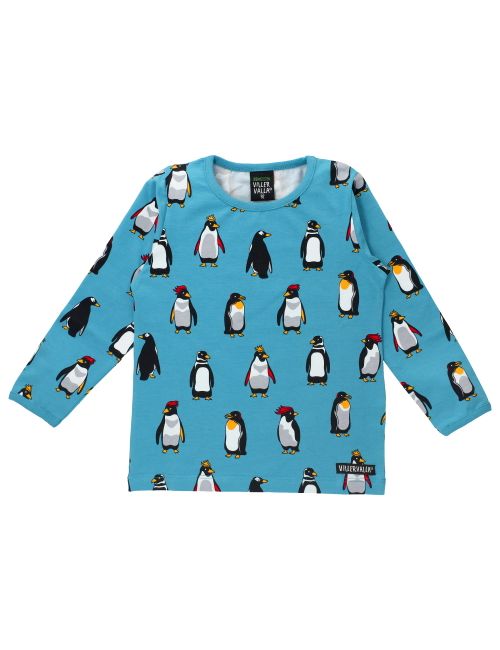 Villervalla Langarmshirt Pinguin blau