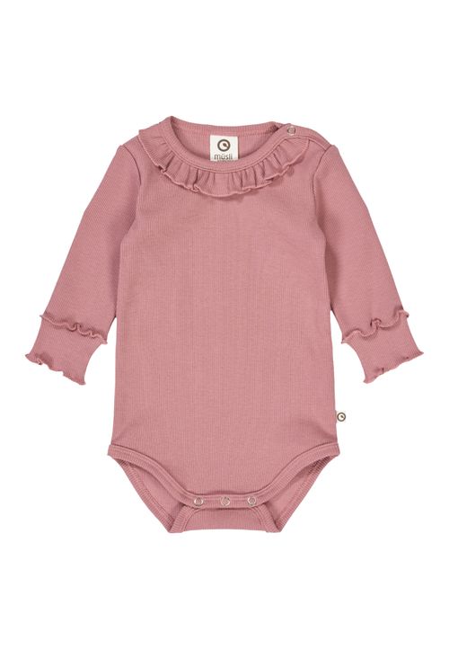 Müsli by Green Cotton Langarmbody Unifarben rosa 62