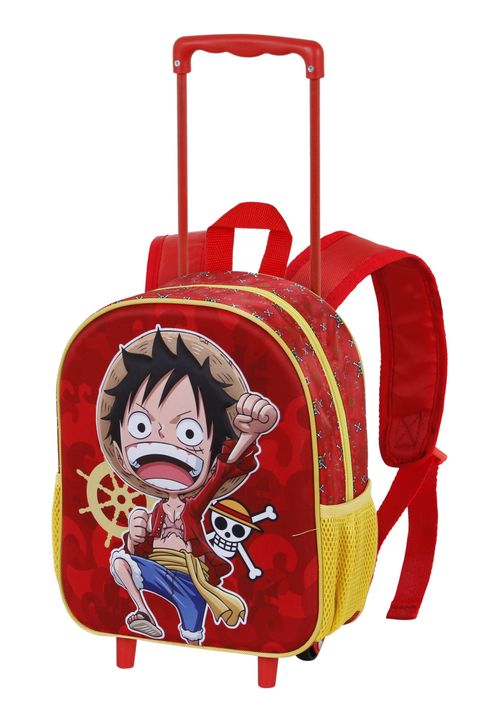 One Piece Luffy-Small 3D Backpack with Wheels Rucksack 34x26x13 cm rot Onesize Kinder