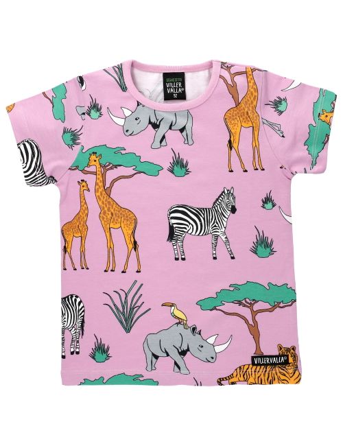 Villervalla T-Shirt Safaritiere rosa 92 (18-24 Monate)