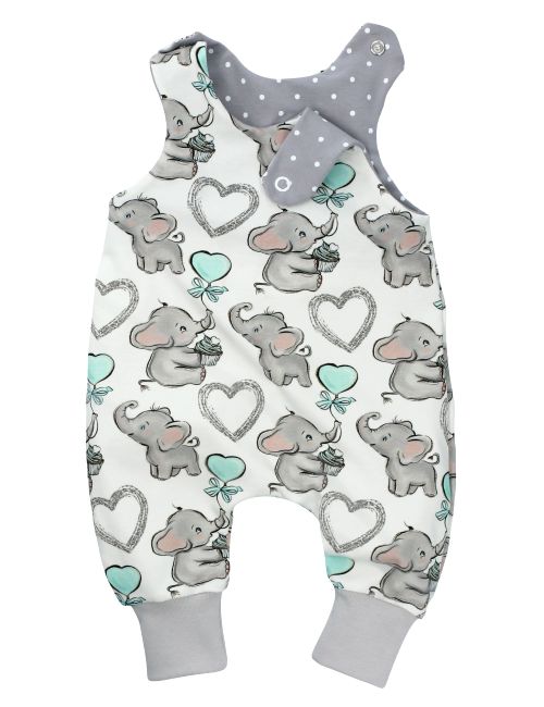 Land-Juwelen Strampler Elefant Punkte Handmade weiß 80 (9-12 Monate)