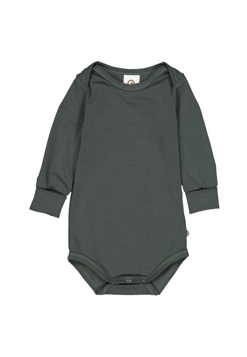 Müsli by Green Cotton Langarmbody Unifarben dunkelgruen 92