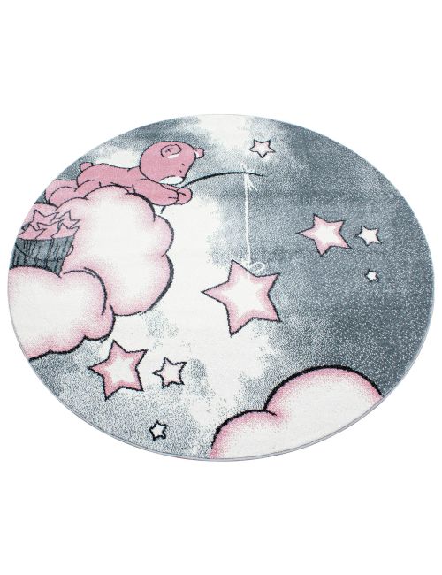 Teppich Rund Bär Wolken rosa 160x160